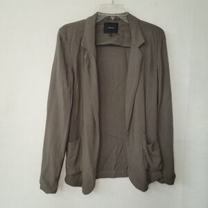 Talula Womens Olive Green Open Front Blazer Jacket Size 4 Career Casual Rayon